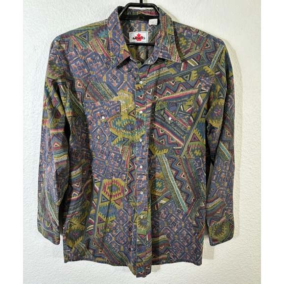 Vintage MWG Western Shirt Mens XXL Pearl Snap Southwest Made in Canada Cotton - Picture 1 of 10